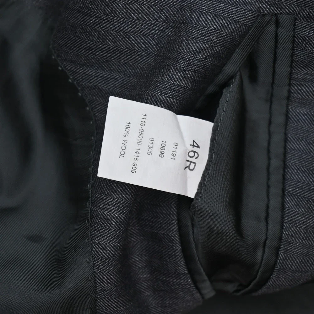Jos A Bank 46R 38x30 Gray Herringbone 100% Wool Mens Jacket Pants Suit